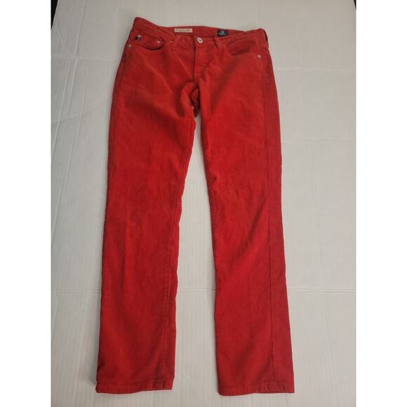 Adriano Goldschmid Jeans Sz 26 The Stevie Slim Straight Red Corduroy AG - Picture 2 of 11